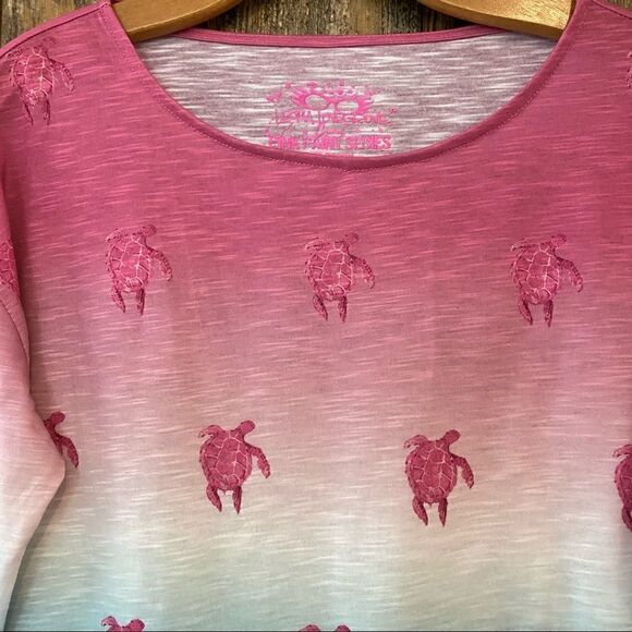 Leoma Lovegrove Sz S Pink Paint Series Ombre Turtle Pattern Long Sleeve T-Shirt - Picture 4 of 8